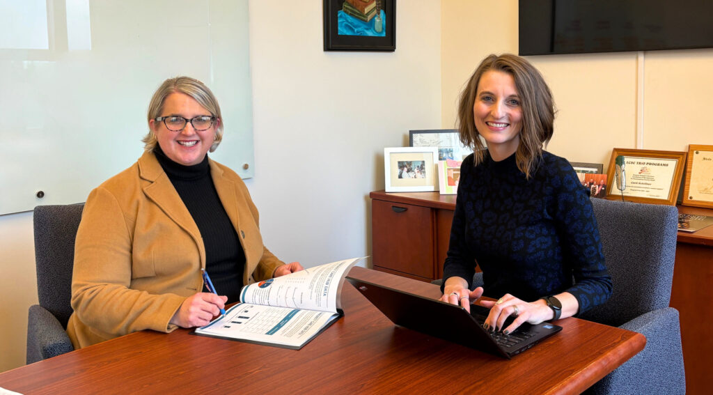 Dr. Carli Schiffner, GHC President, and Lisa J. Smith, Executive Director of the GHC Foundation, meet together in an office.
