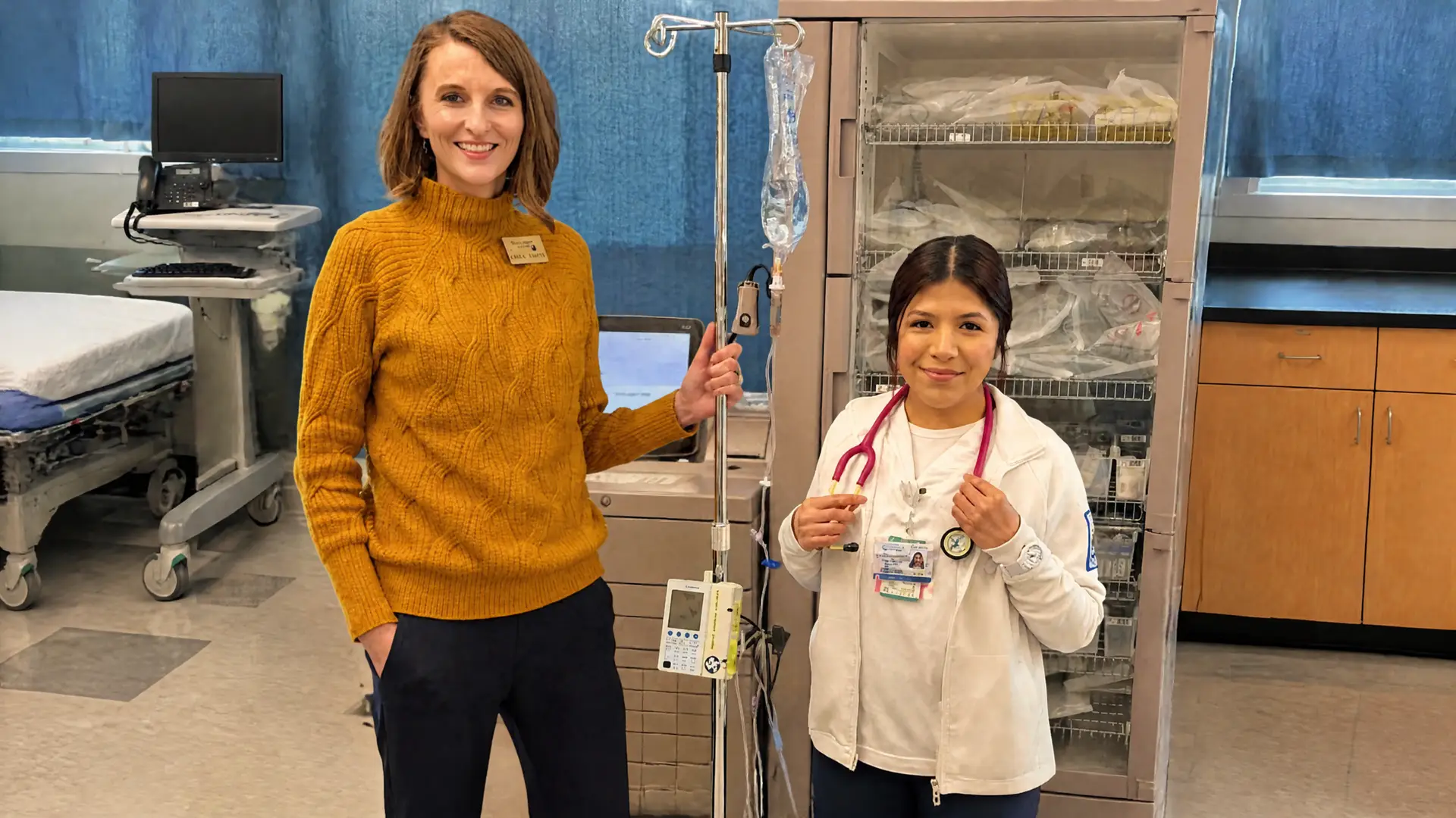 Executive Director Lisa J. Smith and nursing student Jessica Gonzalez pose in the Grays Harbor College Nursing Simulation Lab